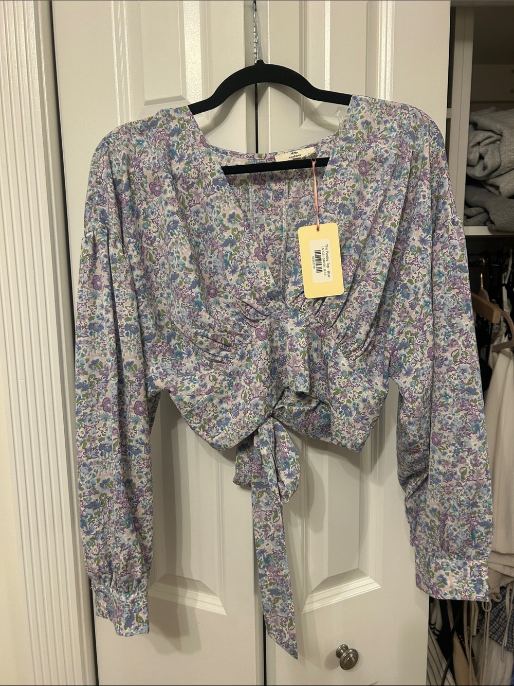 Floral Tie-back Crop Top - Lavender Multi